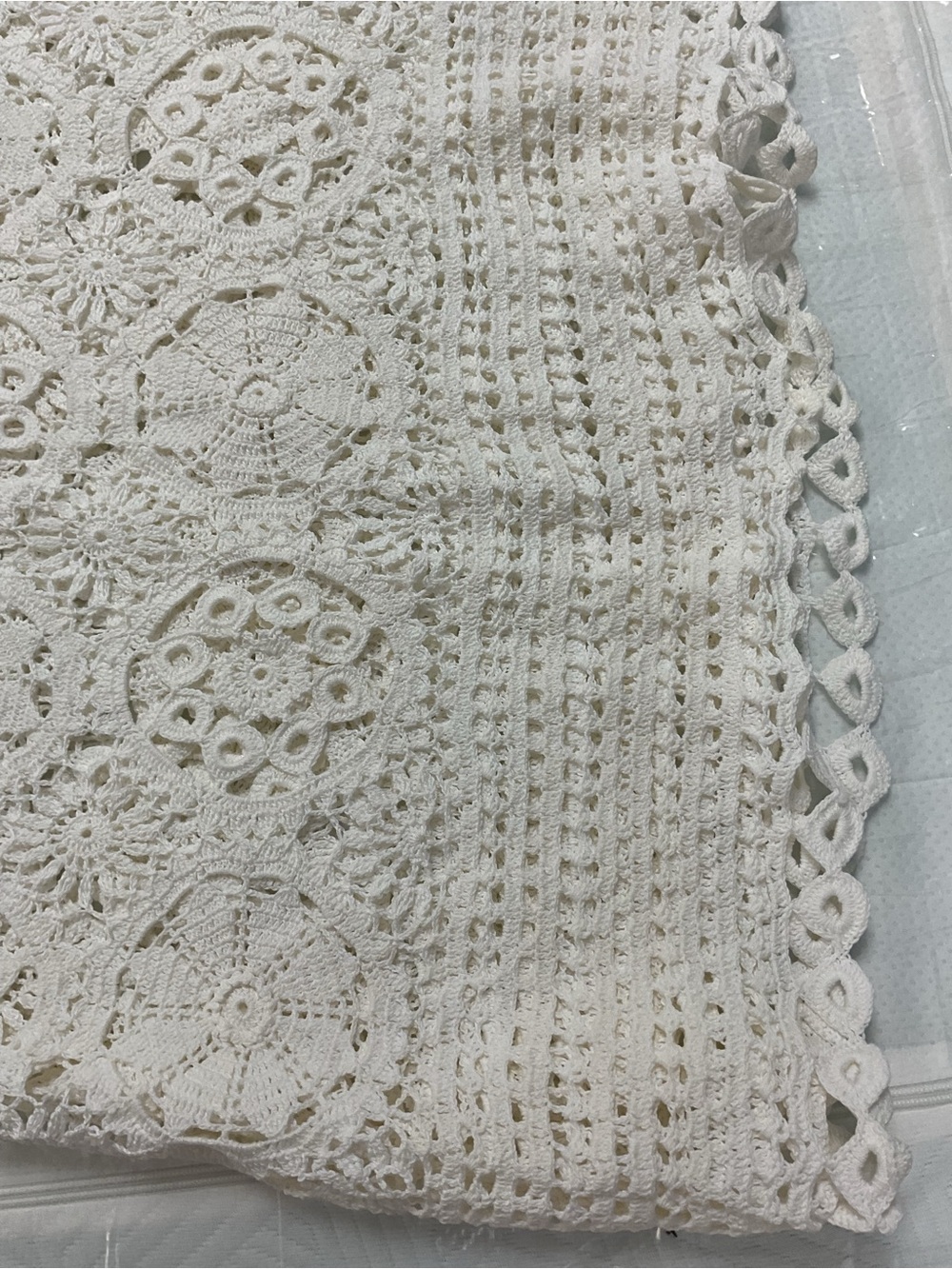 Handcrafted Crochet Bedspread or Table Cloth- Cream